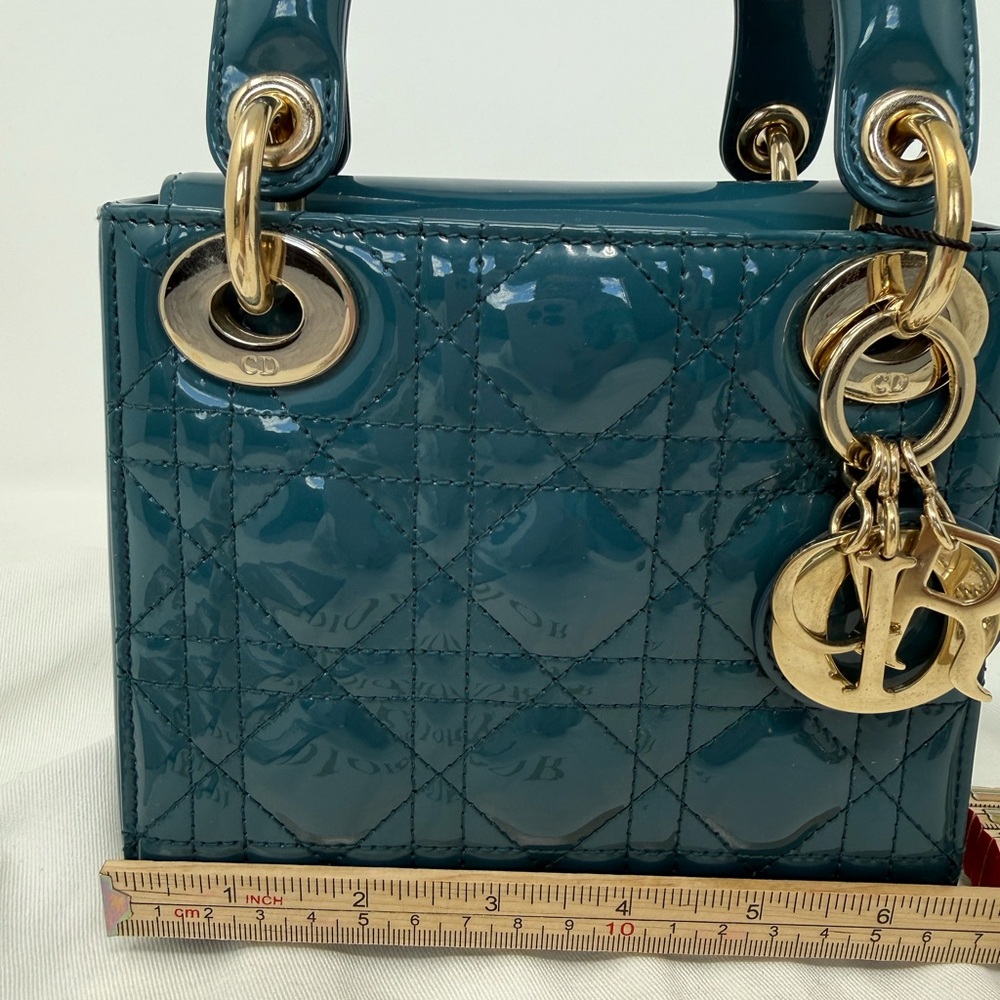 Dior Mini Bag in Teal with Gold Accents - Picture 12 of 16